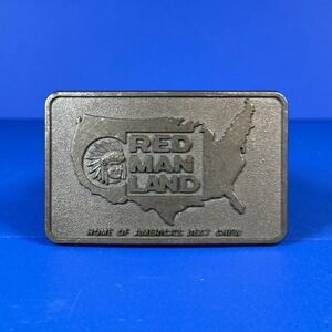 Vintage Red Man Land Belt Buckle Chewing Tobacco Advertising Collectible